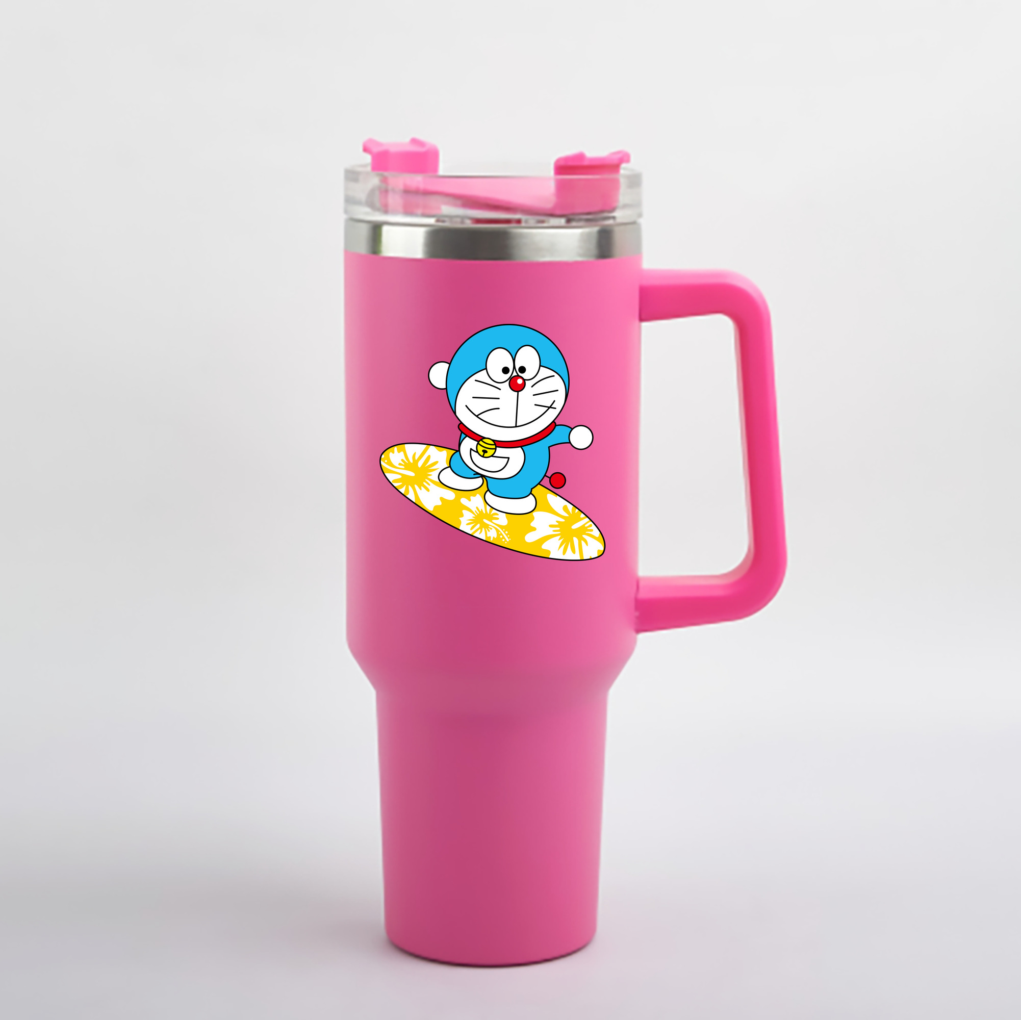 （画像用） ドラえもん Doraemon 1200mL車用タンブラー - クリスタルステッカー（プラスチックストロー付き）